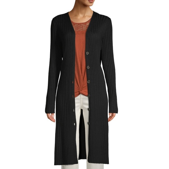 Button Front Ribbed Cardigan - Picture 2 of 5